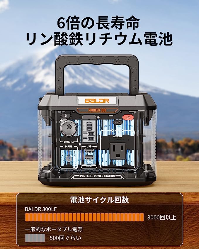 BALDR PIONEER300 リン酸鉄リチウムイオン ポータブル電源