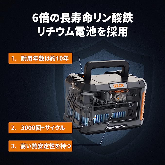 BALDR PIONEER1000 リン酸鉄リチウムイオン ポータブル電源