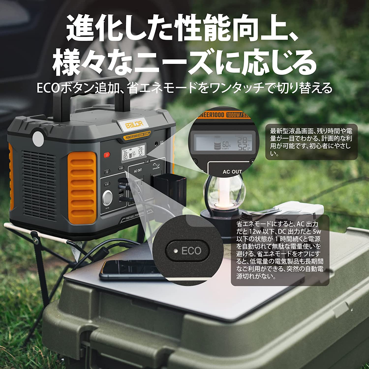 BALDR PIONEER1000W ポータブル電源 大容量 ポータブルバッテリー